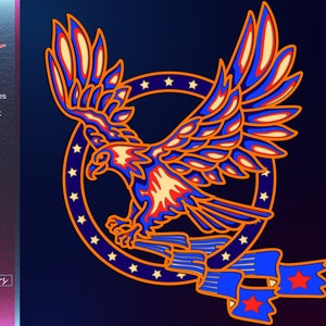3D Eagle Layers SVG File, Instant Download files png ai cdr dxf dwg eps, Eagle Decor, 5 layers Laser Cut File