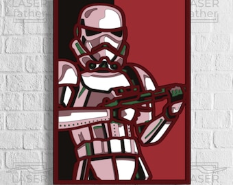 Stormtrooper SVG, Star Wars Cricut, Glowforge Projects, Laser Cutting Files, Layered Wooden Art, 3D Shadow Box, Instant Digital Download