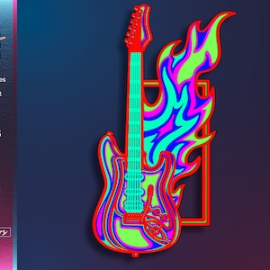 Arquivo SVG multicamadas de guitarra eletro 3D, arquivos para download digital png ai cdr dxf dwg eps, SVG de guitarra, arquivo de corte a laser de 5 camadas
