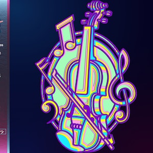 3D Violin Multilayered SVG Mandala Laser Cut File, Instant Download files png ai cdr dxf dwg eps, Music Instruments SVG