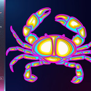 3D Multilayer Krabbe SVG-Datei, digitaler Download Dateien png ai cdr dxf dwg eps, Krabbe Kunst , 5 Schichten Laser geschnitten Datei, Handwerk Geschenk