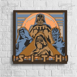 Sith SVG, Layered Papercut, Star Wars Shadow Box, Wood Laser Cut Files, Cricut Template, Darth Vader, Kylo Ren, Darth Maul, Darth Sidious