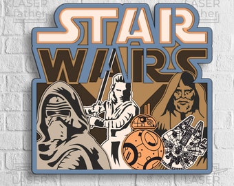 Star Wars SVG, Laser Ready DXF Files, Glowforge Templates, Instant Digital Download, 3D Layered Cricut Cutting File, Plywood Cutouts
