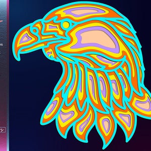 3D Eagle Layers SVG File, Instant Download files png ai cdr dxf dwg eps, Eagle Art, Craft Laser Cut File