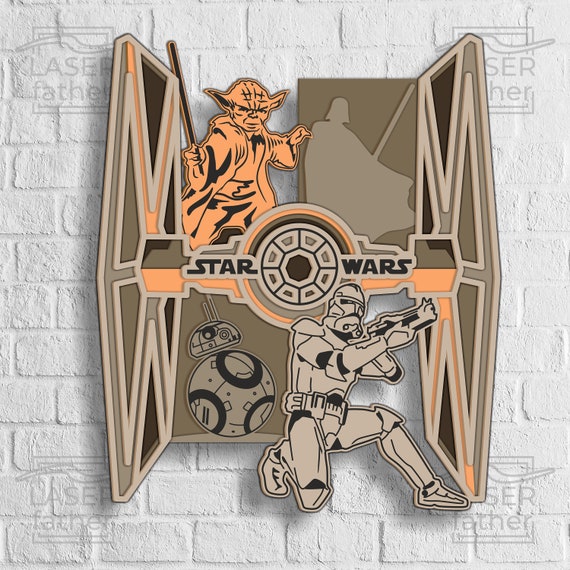 TIE Fighter SVG, Star Wars Layered, Wood Laser Cut, Instant