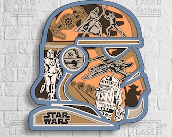Stormtrooper SVG, Star Wars DXF, Cricut Projects, 3D Wood Laser Cut, Glowforge Layered Files, Star Wars Characters SVG, Instant Download