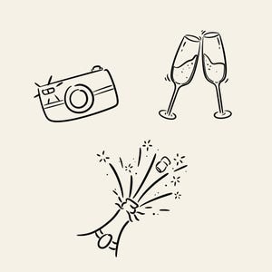 Hand drawn graduation clipart set with caps, diplomas, confetti and celebration elements