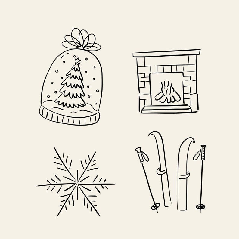 100 hand-drawn everyday life cliparts featuring cute doodle-style illustrations of daily objects like coffee, books, travel, food, plants, and cozy home items. Perfect for planners, stickers, and digital projects.