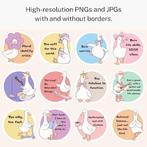 Funny Goose Sticker Set – 12 Printable Silly Goose Stickers for Cricut & Scrapbooking