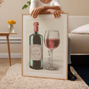 Italian Red Wine Print: Rustic Kitchen & Bar Art (Digital Download, PDF Files)