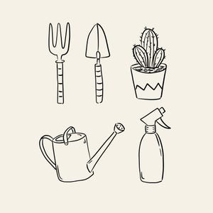 100 hand-drawn everyday life cliparts featuring cute doodle-style illustrations of daily objects like coffee, books, travel, food, plants, and cozy home items. Perfect for planners, stickers, and digital projects.