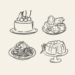 100 hand-drawn everyday life cliparts featuring cute doodle-style illustrations of daily objects like coffee, books, travel, food, plants, and cozy home items. Perfect for planners, stickers, and digital projects.