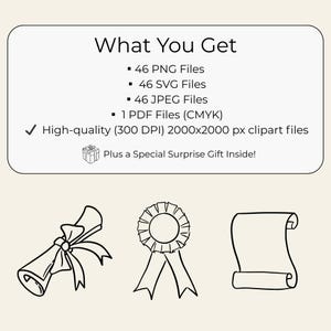 Hand drawn graduation clipart set with caps, diplomas, confetti and celebration elements