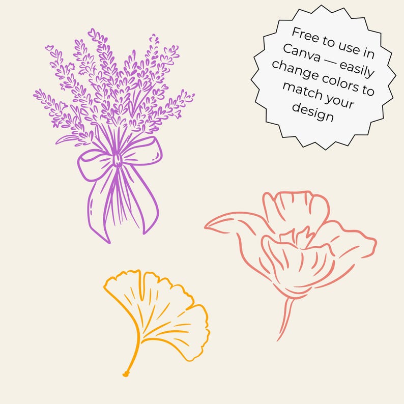 Transparent background set of 50 hand-drawn floral cliparts, featuring botanical line art flowers, leaves, stems, wildflowers, and bouquets.