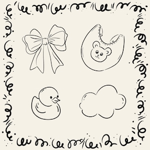 Clipart icônes bébé dessinés à la main : plus de 70 gribouillis pour baby shower (SVG, PNG, PDF à usage commercial) image 4