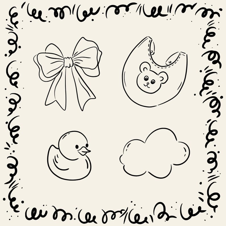Clipart icônes bébé dessinés à la main : plus de 70 gribouillis pour baby shower (SVG, PNG, PDF à usage commercial) image 4