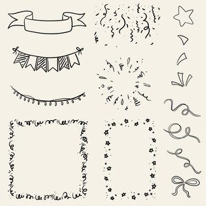 Hand drawn graduation clipart set with caps, diplomas, confetti and celebration elements