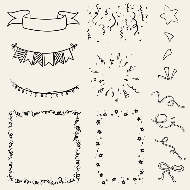 Hand drawn graduation clipart set with caps, diplomas, confetti and celebration elements