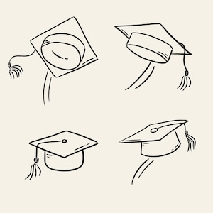 Hand drawn graduation clipart set with caps, diplomas, confetti and celebration elements