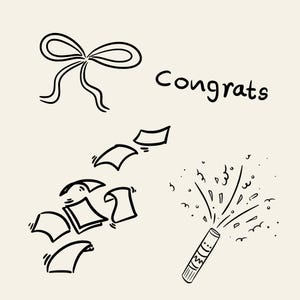 Hand drawn graduation clipart set with caps, diplomas, confetti and celebration elements