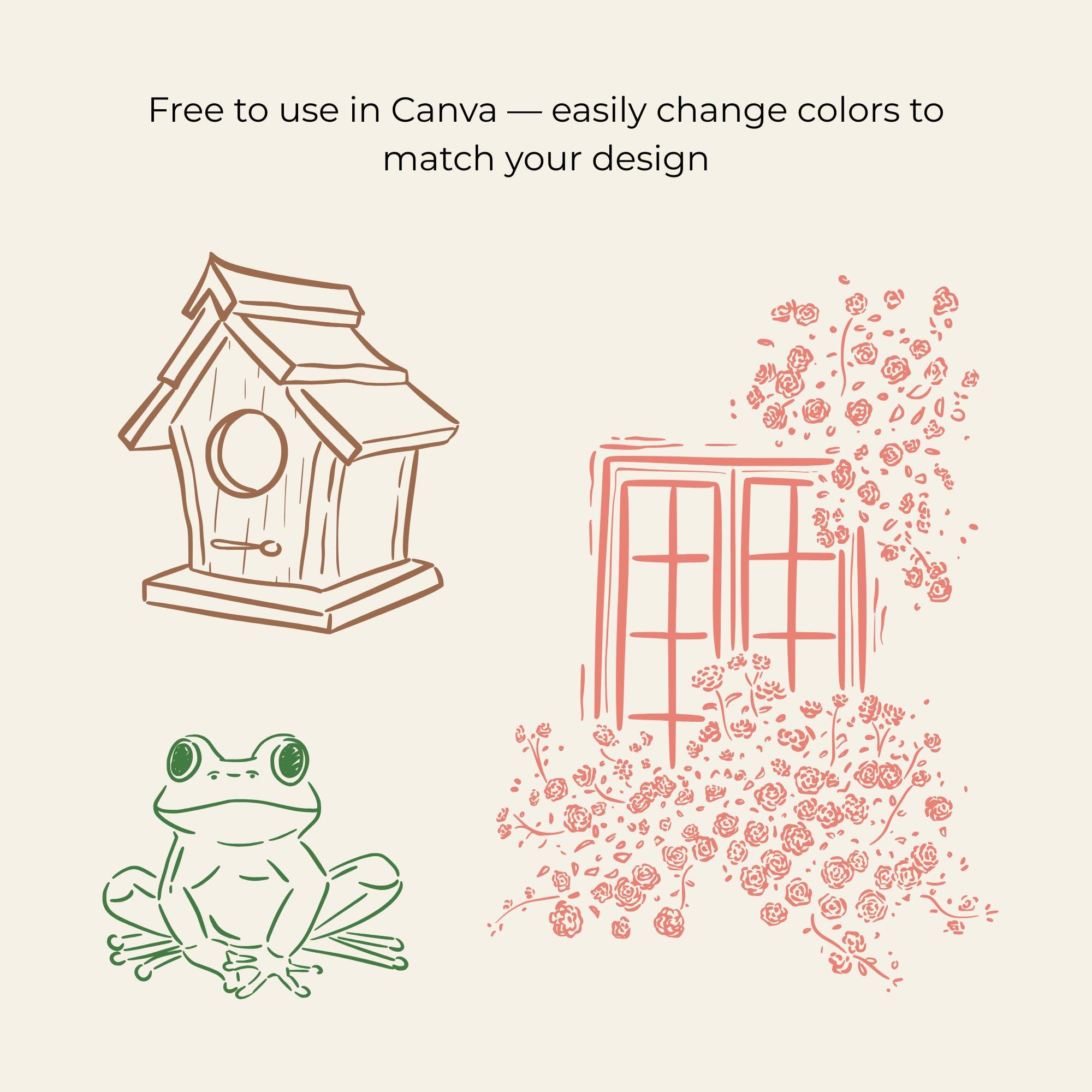 Hand Drawn Spring Clipart Set | Minimal Floral & Nature Line Art | PNG ...
