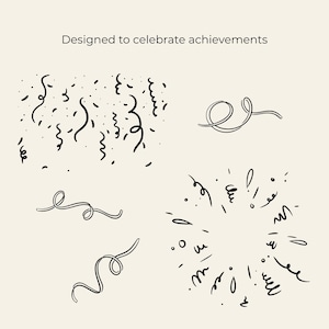 Hand drawn graduation clipart set with caps, diplomas, confetti and celebration elements