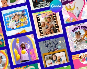 Kids Instagram Template:Cartoon Style Canva Design (Digital Download)
