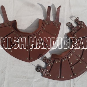 Corset de cou médiéval fait main en cuir - Marron Arming Wear (grand)