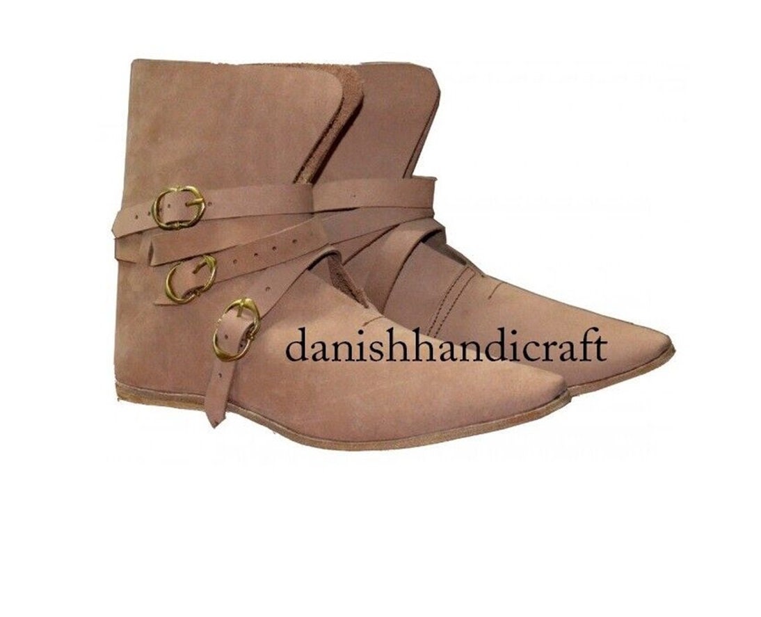Handmade Leather Three Buckle Strap Boots: Roman Footwear