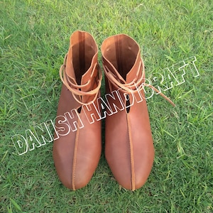 Handmade Viking Leather Boots Pair Leather Lace Fasten Boots Footwear Pair
