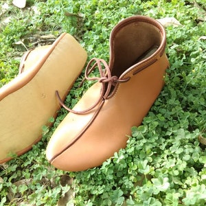 Historical Haithabu leather shoe,Viking shoes,Leather turn shoes,turn shoe, Handmade leather lace shoes pair new