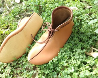 Historical Haithabu leather shoe,Viking shoes,Leather turn shoes,turn shoe, Handmade leather lace shoes pair new