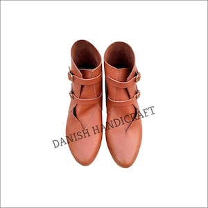 Handmade Viking Leather Boots pair Leather Buckle Strap Fasten Boots Footwear Pair