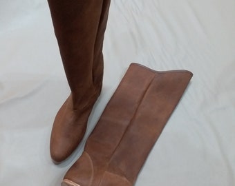 Leather long boots pair handmade leather long footwear pair new