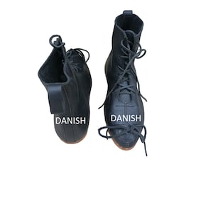 Handmade Leather lace boots pair Black Medieval Era Leather lace fasten boots footwear pair new