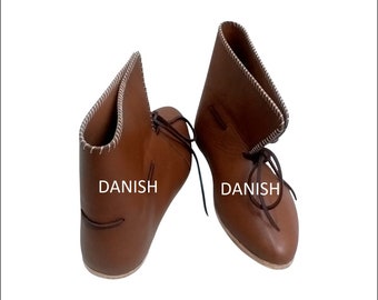 Handgefertigte Mittelalterliche Leder Schnürstiefel Paar Leder Schnürsenkel Fasten Boots Schuhe Paar Neu