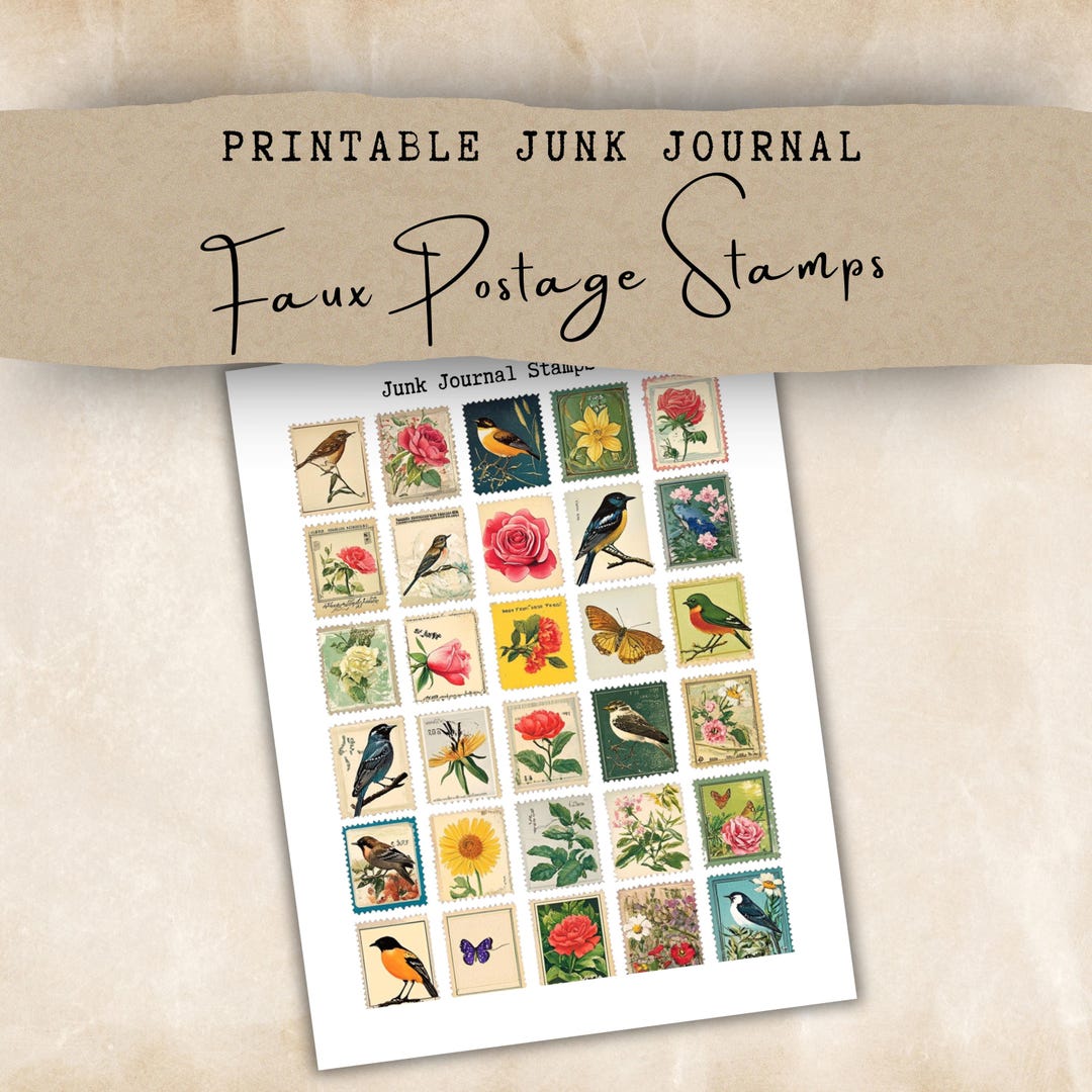Printable Old Postage Mail Faux Stamps for Junk Journal & Scrapbook ...