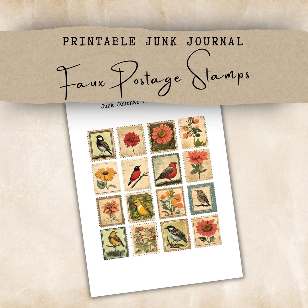 Printable Old Postage Mail Faux Stamps for Junk Journal & Scrapbook ...