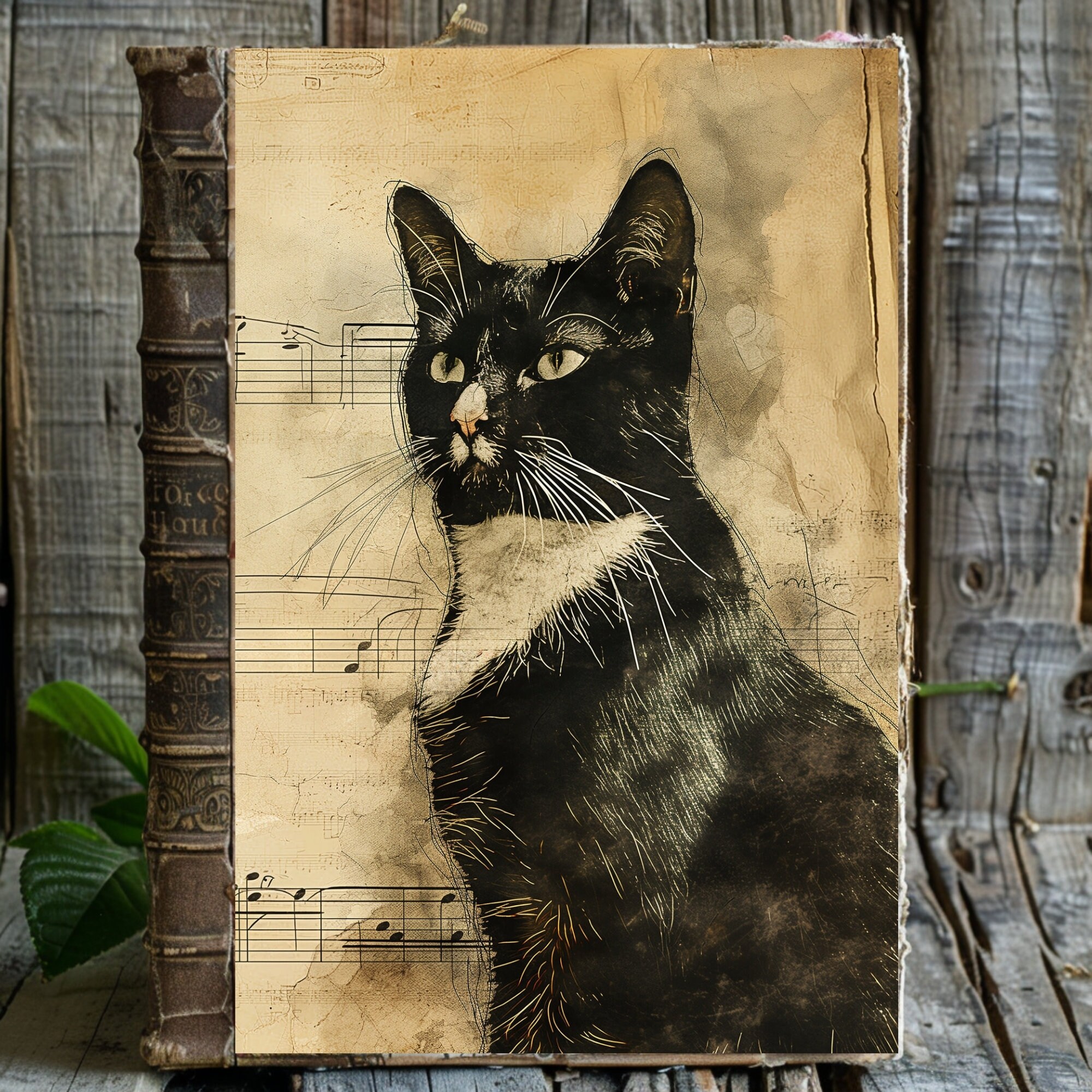 Tuxedo Cat Theme Junk Journal Pages 12 X Double Page Lay-out