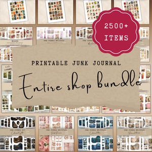 Whole Shop Junk Journal Mega Kit Bundle, Printable & digital papers, folio, tags, envelopes, cards, ephemera, stamps, Junk Journal supplies