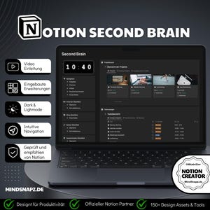 Notion Life Planner / Notion Second Brain German / Notion Organizer German / Notion Template German / All In One Notion Dashboard
