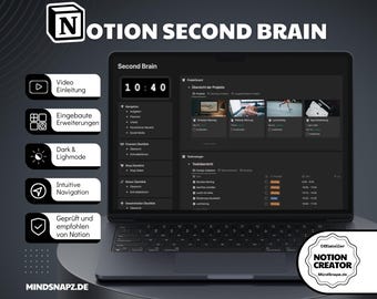 Notion Life Planner / Notion Second Brain German / Notion Organizer German / Notion Template German / All In One Notion Dashboard