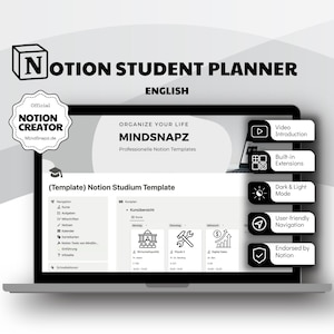 Dashboard accademico Notion / Pianificatore studente Notion / Modelli Notion per studenti / Dashboard Notion / Modello Notion /