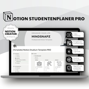 Notion Template für Studenten PRO / Notion Template Deutsch / Notion All in One Dashboard / Notion Vorlage / Notion Uni Template