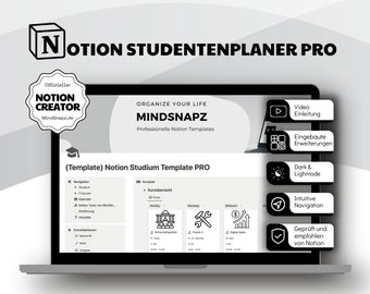 Notion Template for Students PRO / Notion Template German / Notion All in One Dashboard / Notion Template / Notion University Template