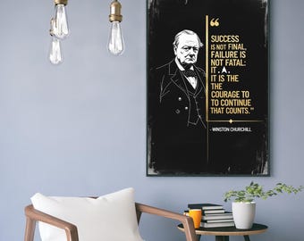 Winston Churchill Quote Print: Motivational Wall Art (Digital Download