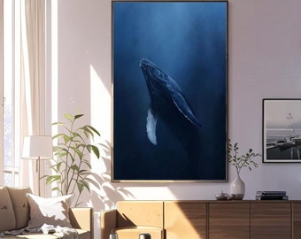 Impression d'art majestueuse baleines océan - Superbe art déco murale côtière