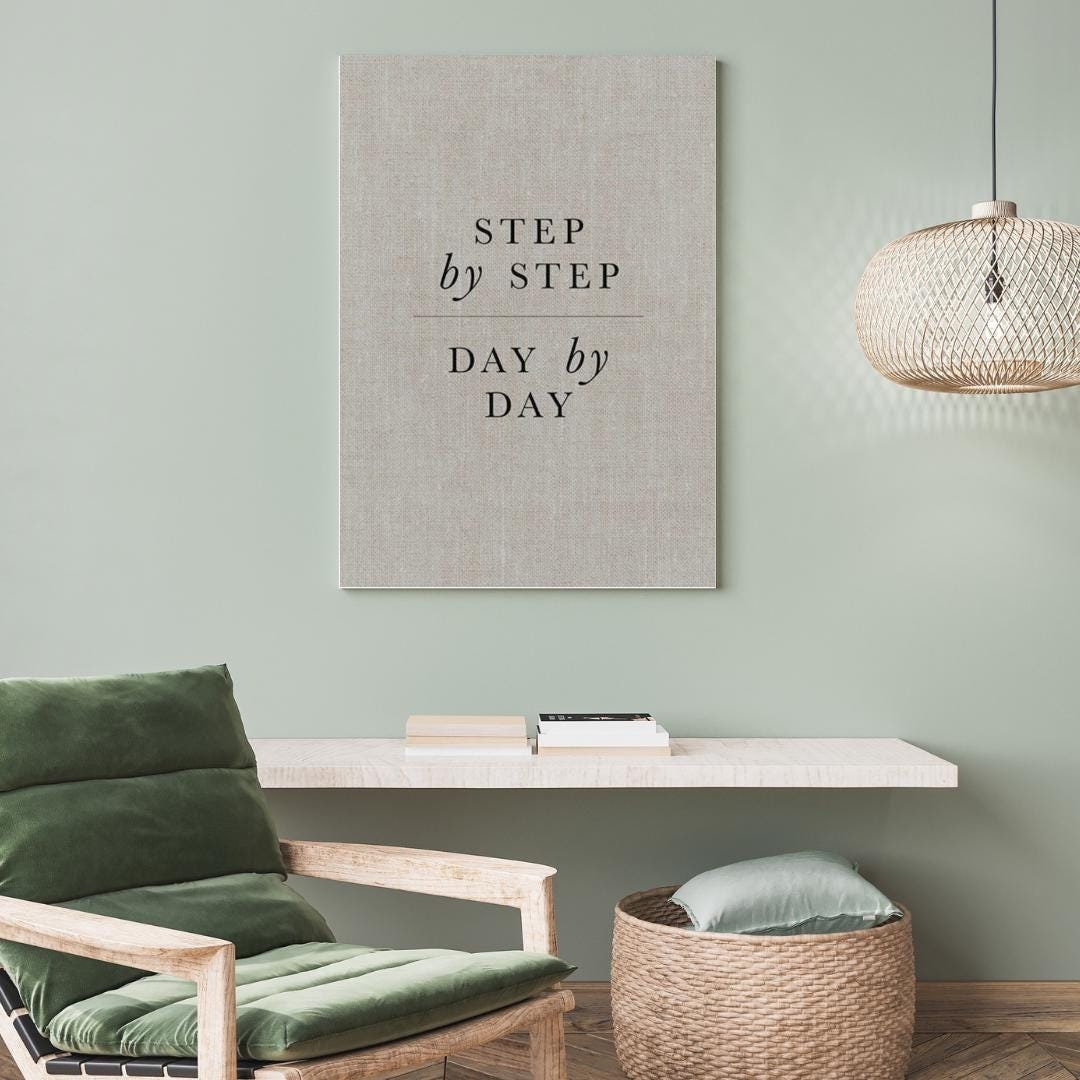 Step by Step Inspirational Wall Art – Minimalist Motivational Print - Etsy