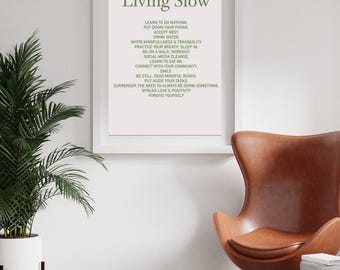 Living Slow - Minimalist Mindfulness Wall Art for Calm and Balance