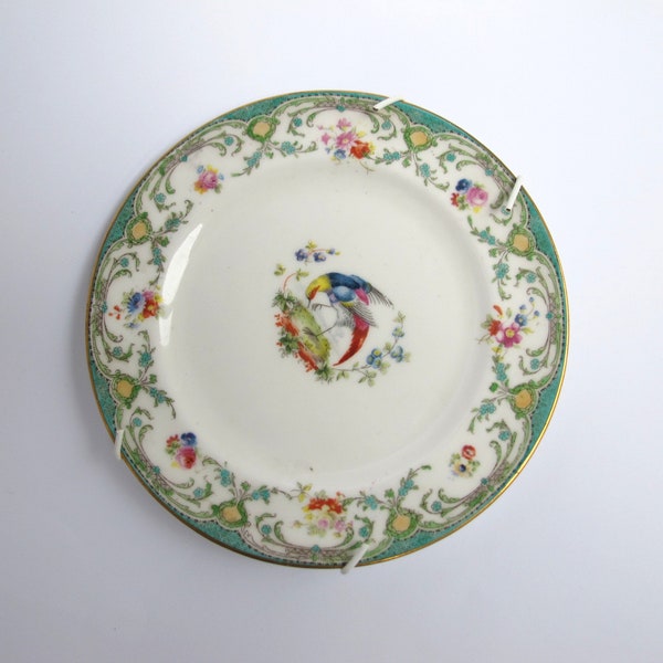 Royal Doulton Antique Rare Find Tea Plate Wall Hanging Bird and Floral Pattern 1900s 1910s 1920s Stampted Vintage Collectible Handpainted